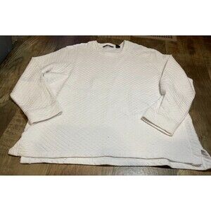 Sean John Sweater Womens 3X White Quilted Long Sleeve Pull Over
